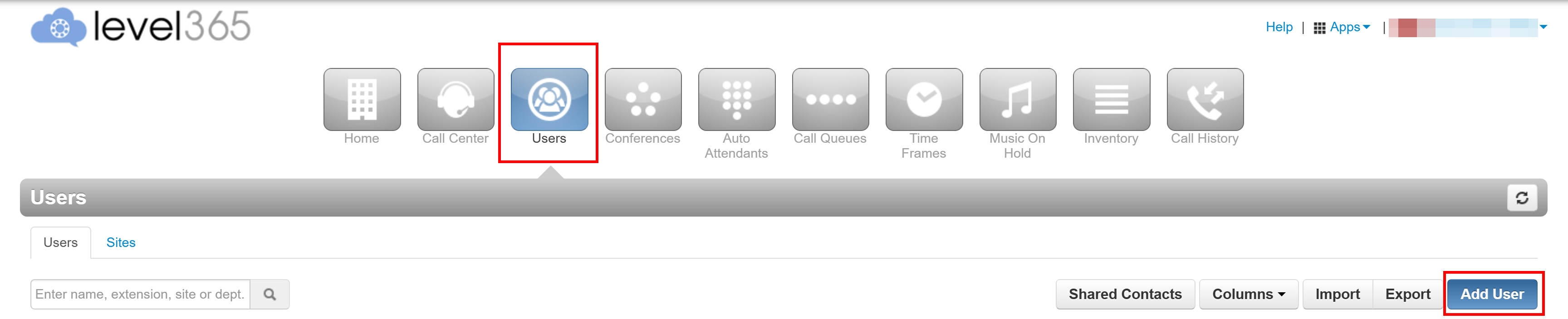 Users page in the Level365 web app